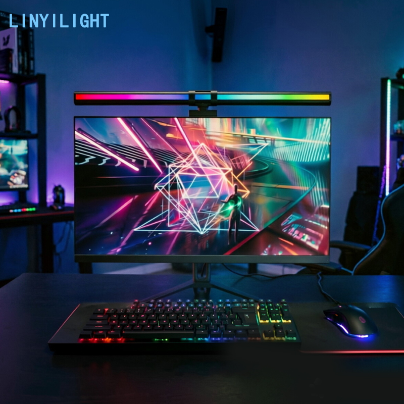 Home Office Work - 60/80cm RGB-Lichtleiste LED-Monitorlampe Computerbildschirm-Beleuchtung Atmosphäre-Tischlampe Leselampe