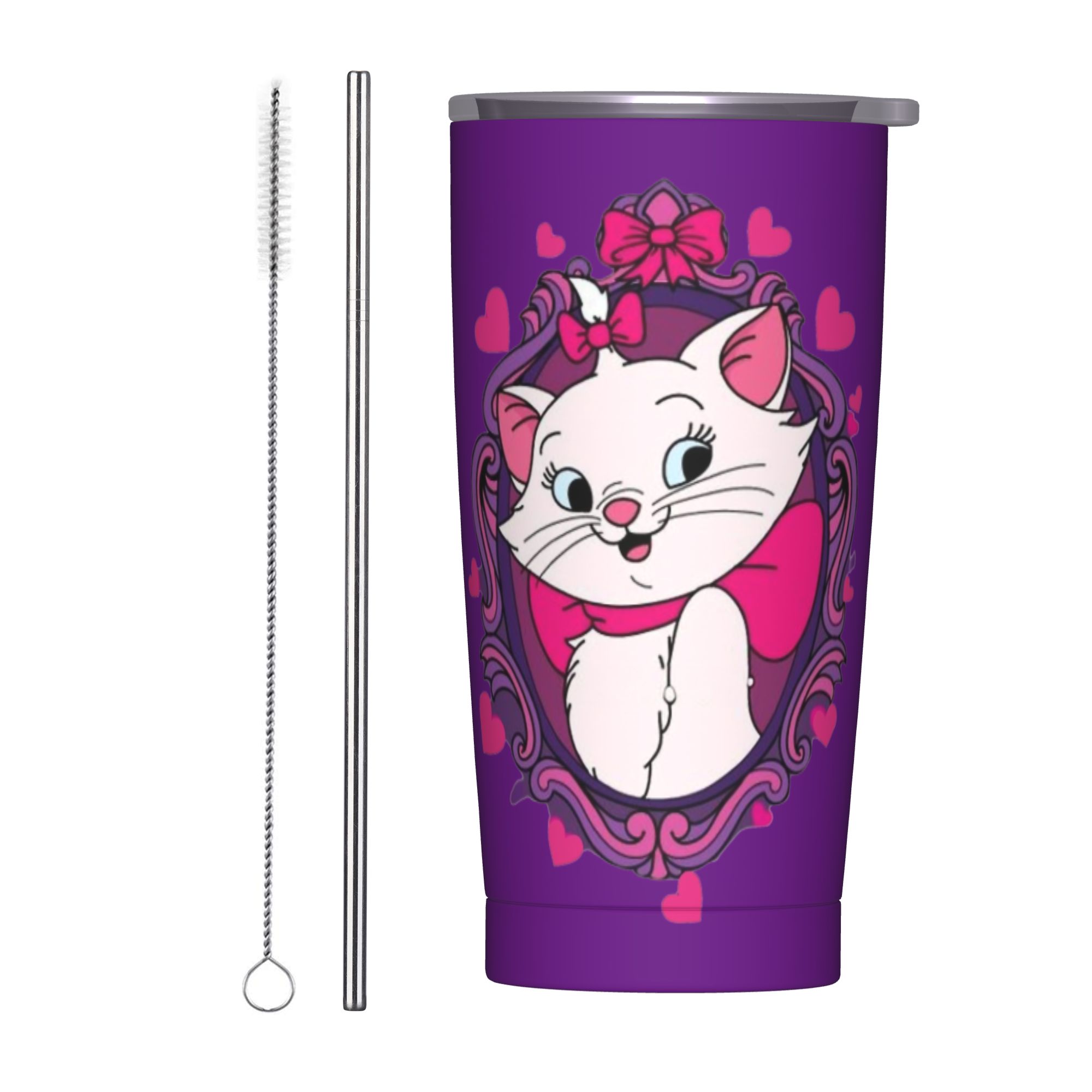 Home Office Form - M-Maries Cat Niedlicher Katzen-Thermobecher mit Strohhalm-Deckel,