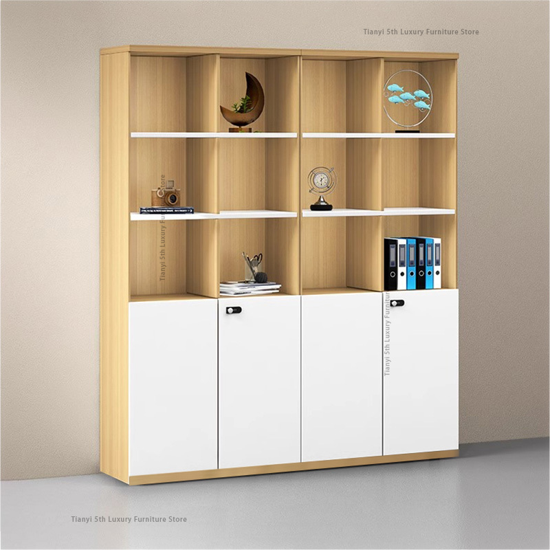 Home Office Background - Moderner Massivholz-Büroaktenschrank Bücherregal Aufbewahrung Hohes Regal