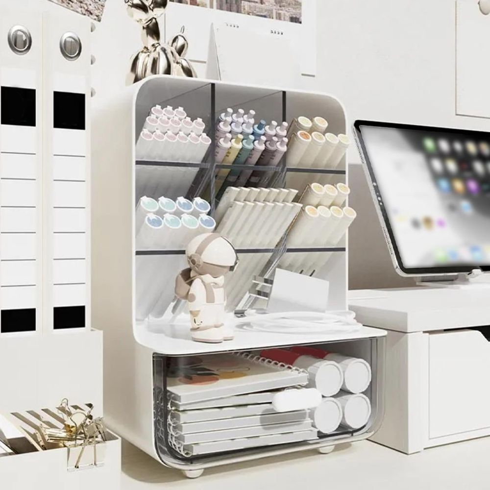 Home Office Gadgets - Schräge Aufbewahrungsbox Geeignet für Schülertische, Kunststoff-Organizer