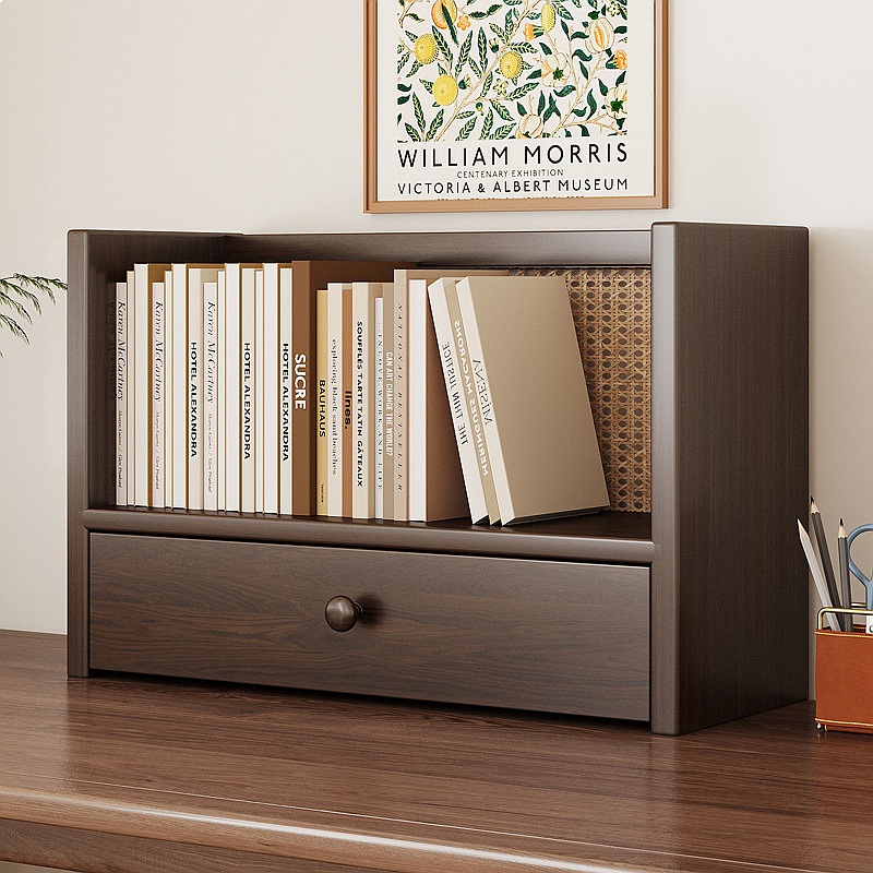 Bookcase Wood Shelf - Massivholz-Schreibtisch-Bücherregal Kleines Bücherregal Schreibtisch-Organizer Einfaches Bücherregal