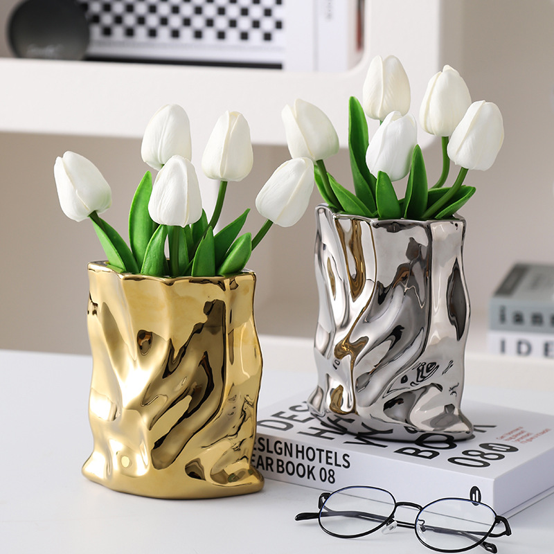 Home Office Form - Nordische Keramik unregelmäßige Vase Galvanik Vase