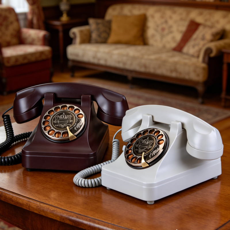Home Office Call Center - Retro Schnurloses SIM-Karten-Drehtelefon mit Drehteller Antikes