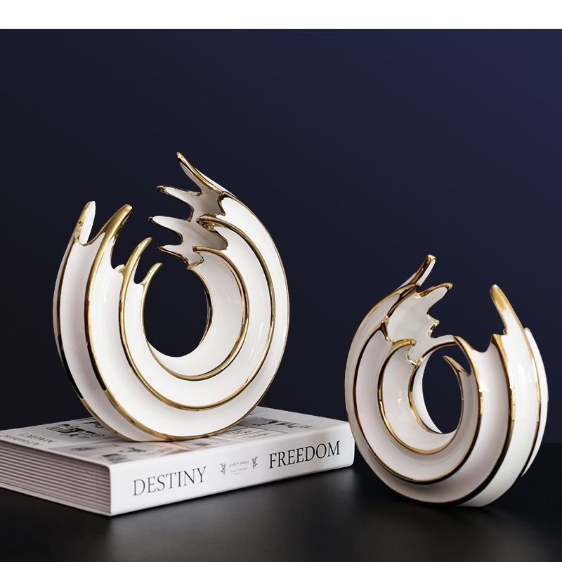Home Office Form - Moderne Luxus Weiß Gold Keramik Runde