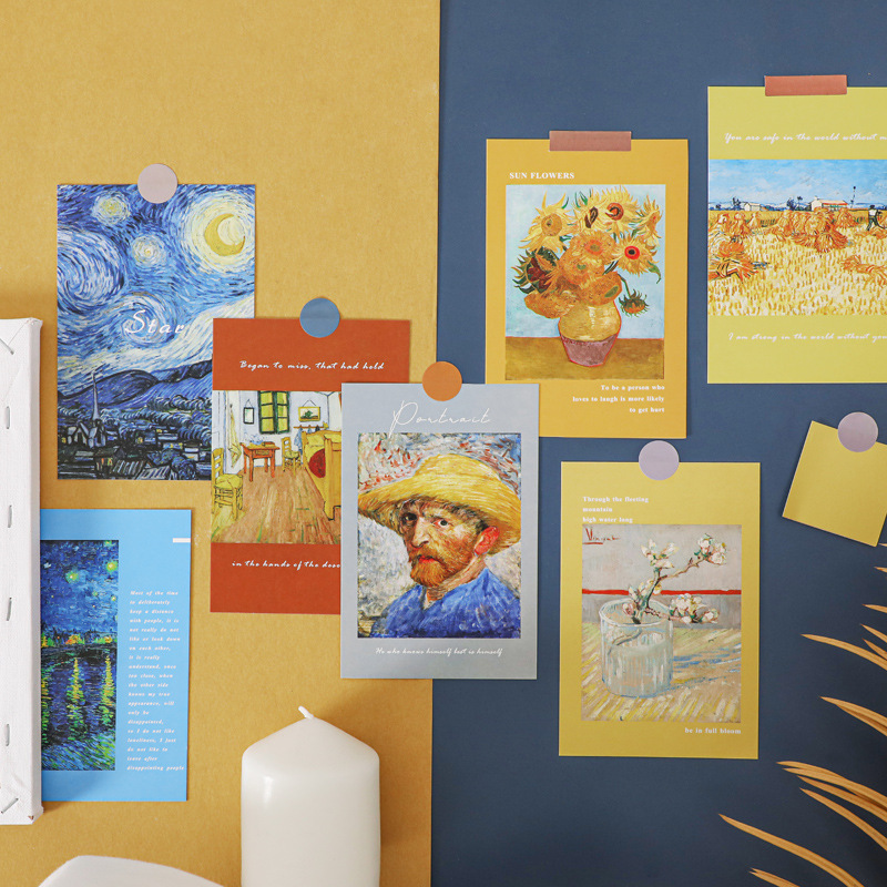 Home Office Background - 15 Stück Retro-Ölgemälde-Poster-Aufkleber DIY Heim-Wanddekoration Karte