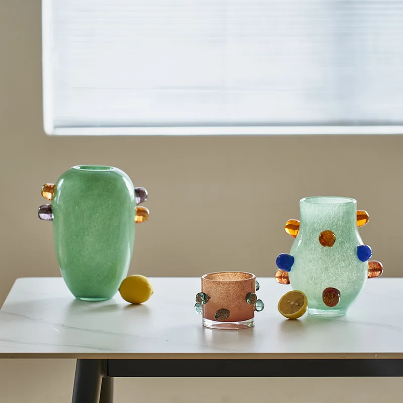 Home Office Form - Bunte runde Perlen-Glasvase, Herzstück-Blumenarrangement für Esstische,