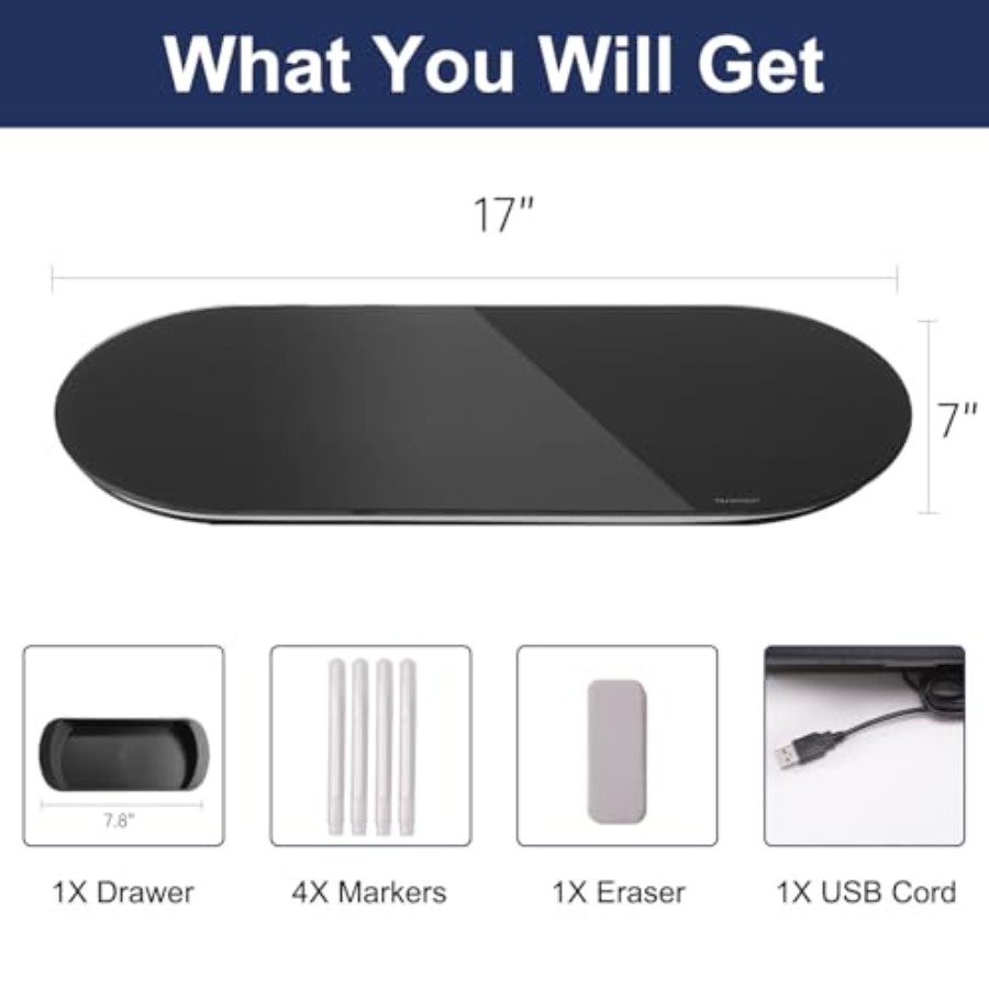 Glas-Desktop-Whiteboard - 17 x – Desk Drawer Small Bewertung und Preis