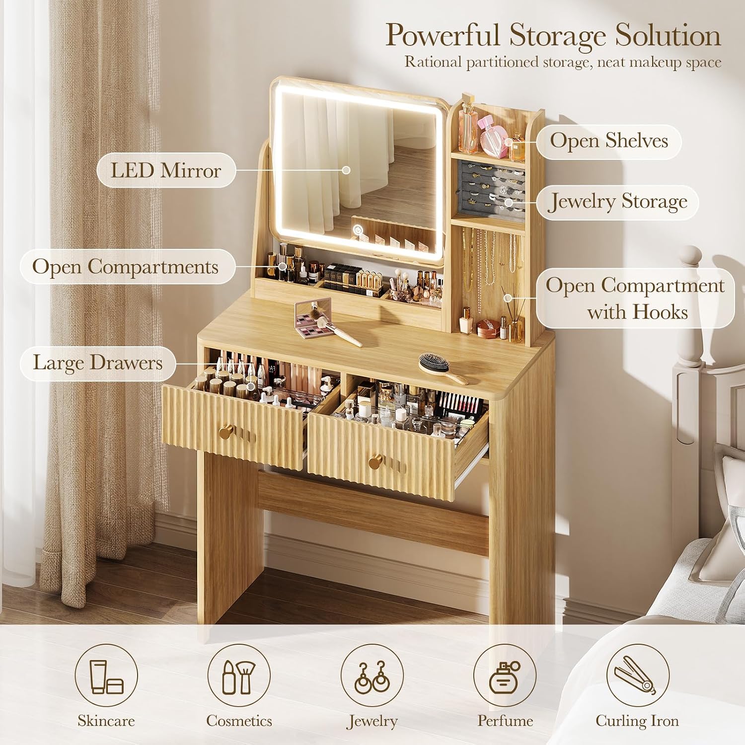 Geriffelte Schminkkommode mit  – Desk Drawer Small Bewertung und Preis
