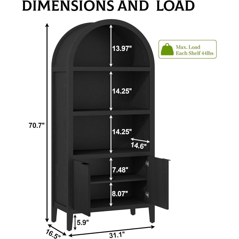 Yusong 71 Zoll hohes gewölbtes – Bookcase Wood Shelf Bewertung und Preis