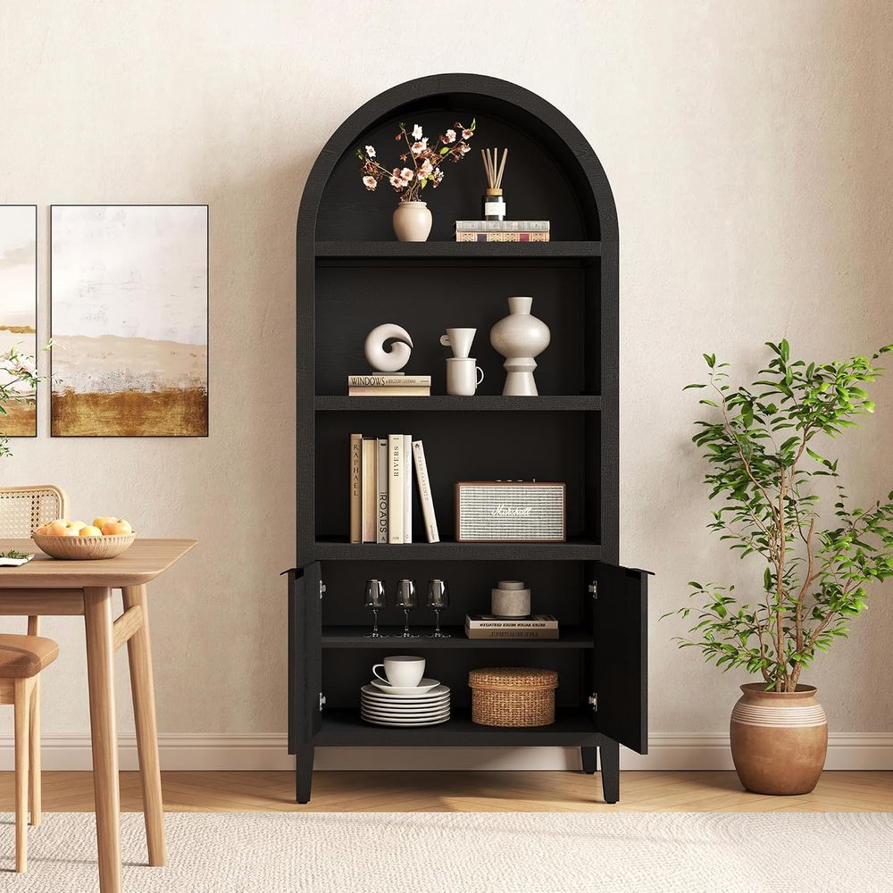 Yusong 71 Zoll hohes gewölbtes – Bookcase Wood Shelf Bewertung und Preis