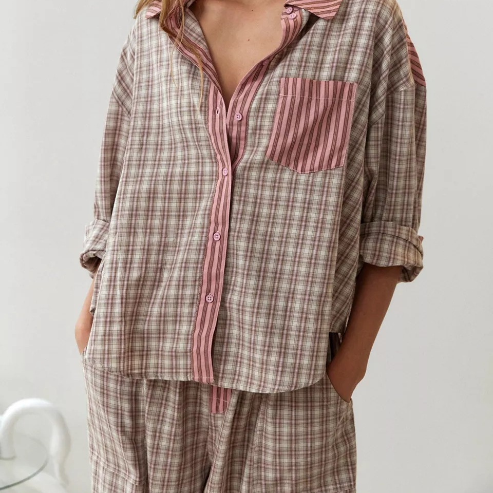 Streifen Plaid Patchwork Bluse – Home Office 2024 Bewertung und Preis