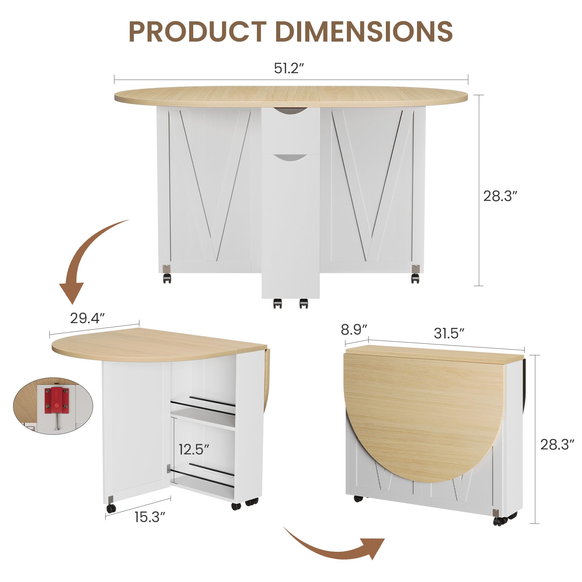 3-in-1 Klappbarer Esstisch mit – Desk Drawer Small Bewertung und Preis