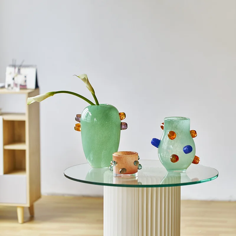 Bunte runde Perlen-Glasvase, H – Home Office Form Bewertung und Preis